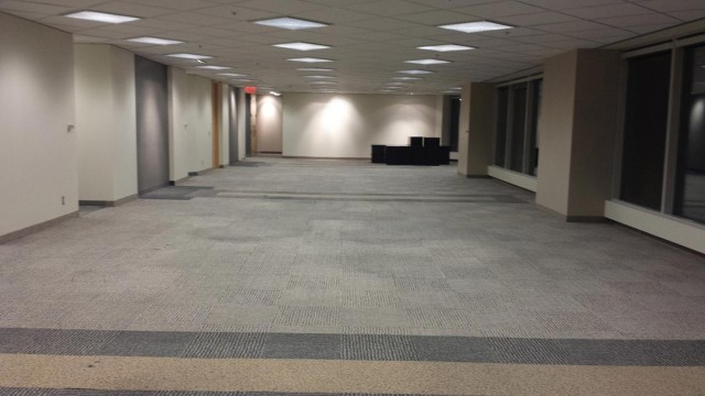 Modern Commercial Office space installed floor check pattern carpet